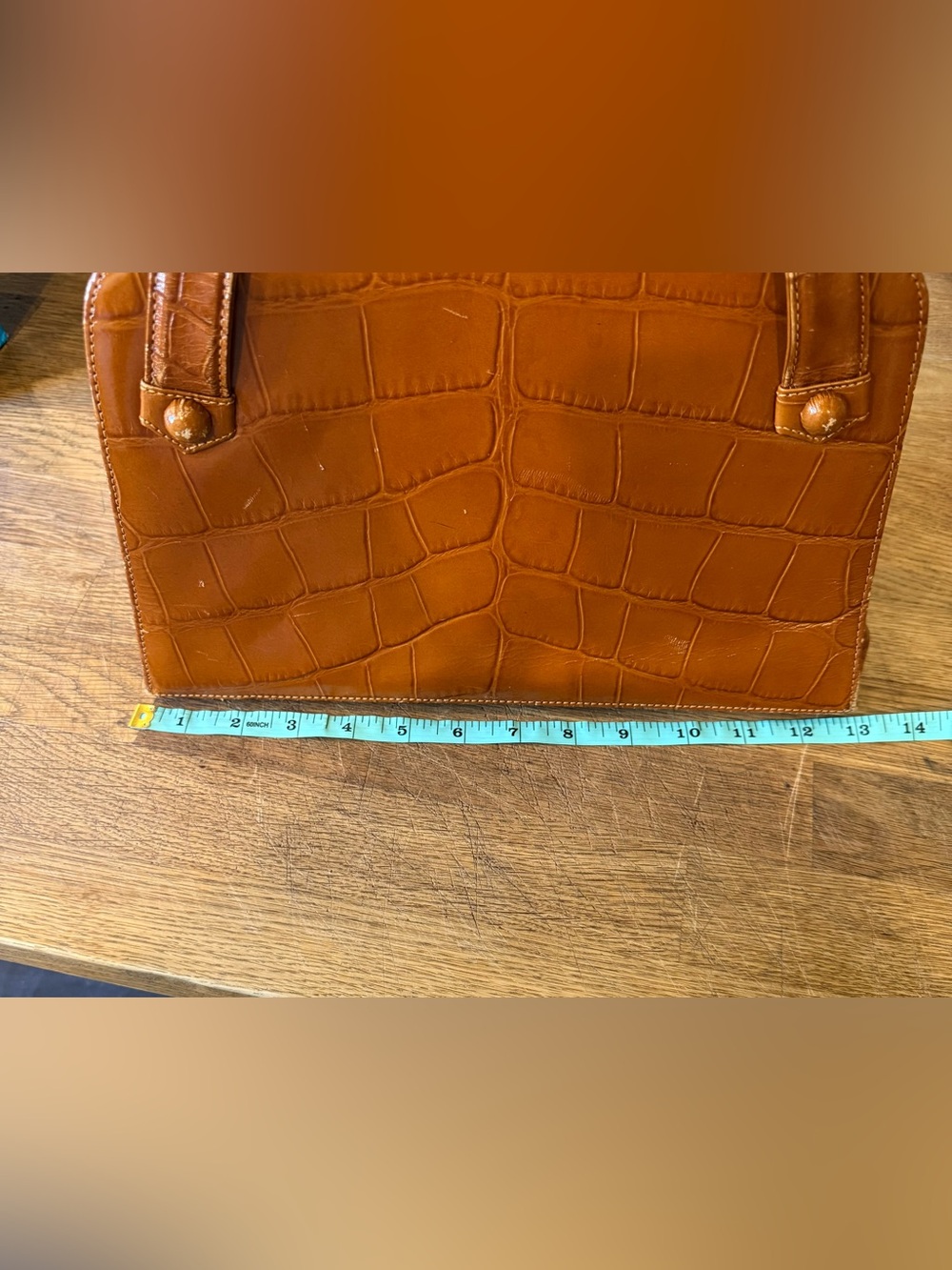 Nordstrom Croc-Embossed Leather Top-Handle Structured Frame Bag - Picture 7 of 8